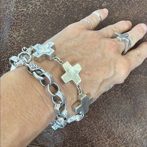 Sterling  Silver Cross link chunky taxco Bracelet